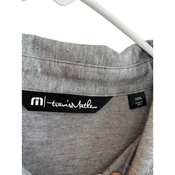 TravisMathew Polo Shirt Mens XXXL Heather Gray Pima Cotton Blend Short Sleeve Sl - Picture 2 of 5